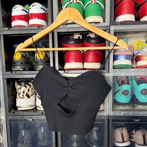 Aqua Black Crop Top- med